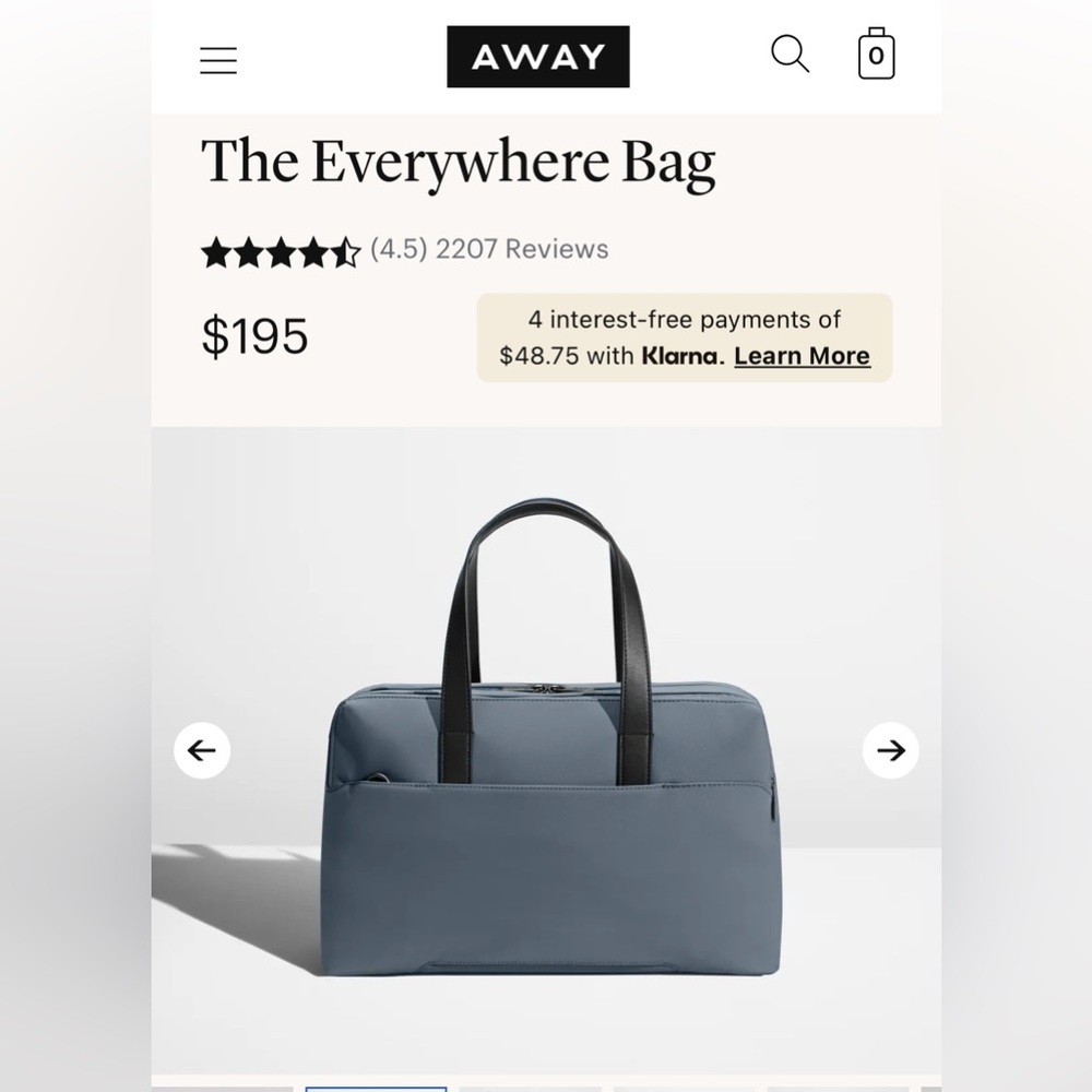 Away travel bag in Coast Blue - Brand New!